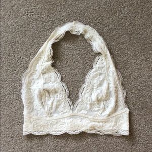Urban Outfitters Cream Crochet Halter Bralette